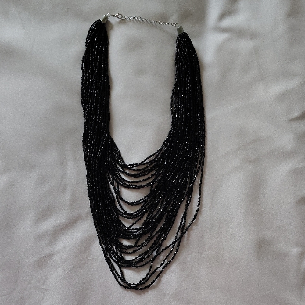 Elegant Black Beaded Necklace